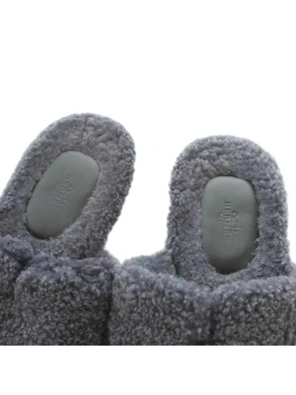 Hermes Izmir Slide Sandals Fleece 41 Gray